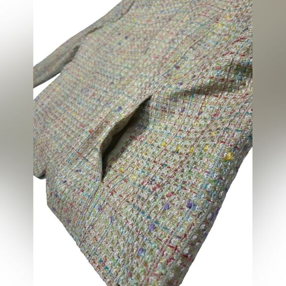 Coldwater Creek Rainbow Tweed Jacket Colorful Zip Up Light Coat Cute 14 Petite - Picture 4 of 8